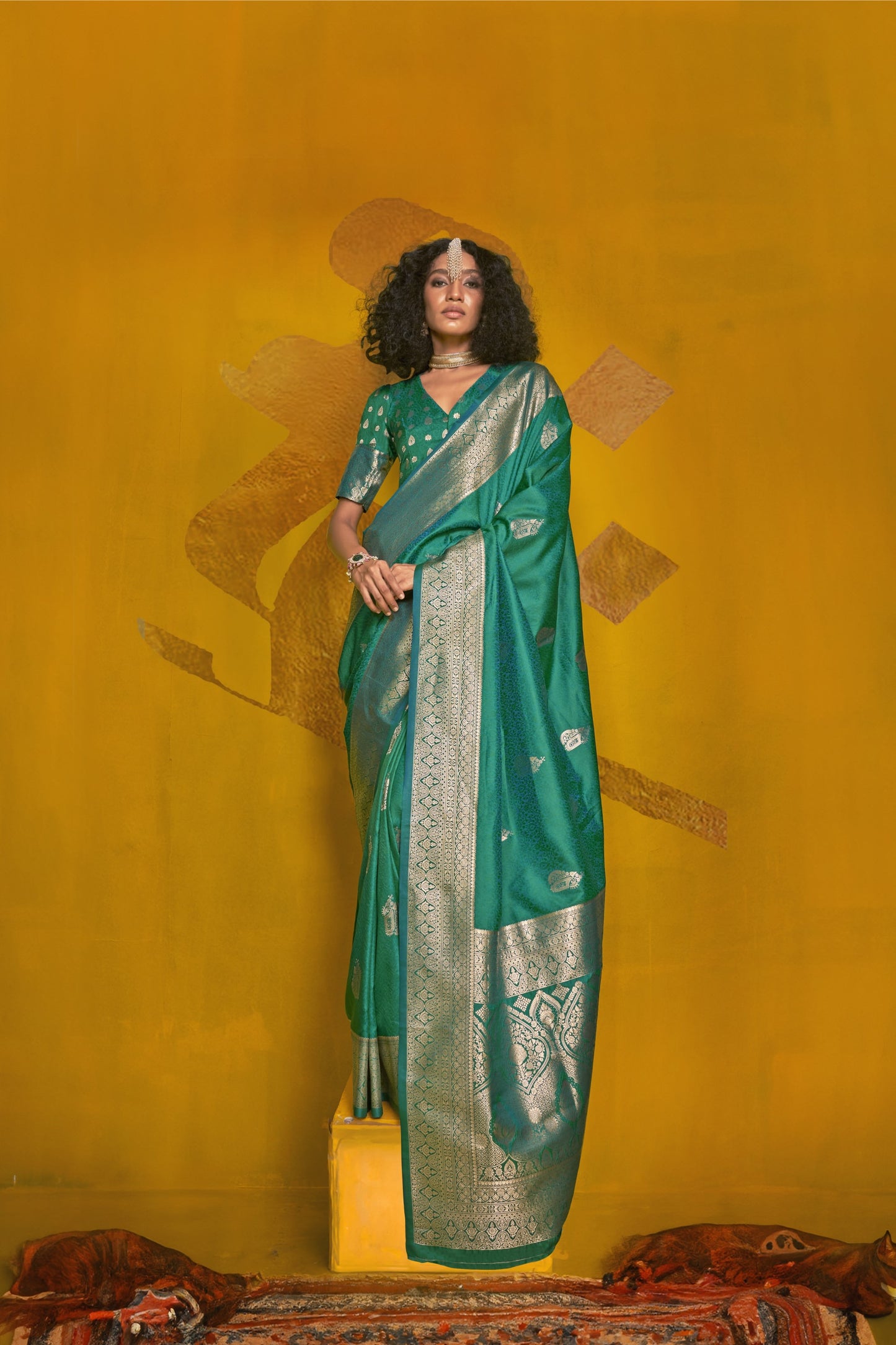 Jivika Green Two Tone Silk Saree