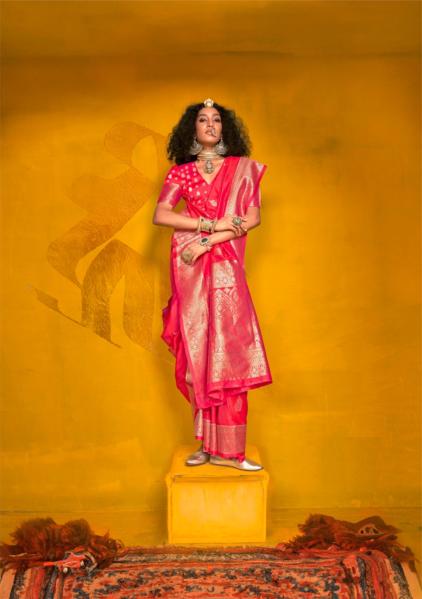 Jivika Red Two Tone Silk Saree