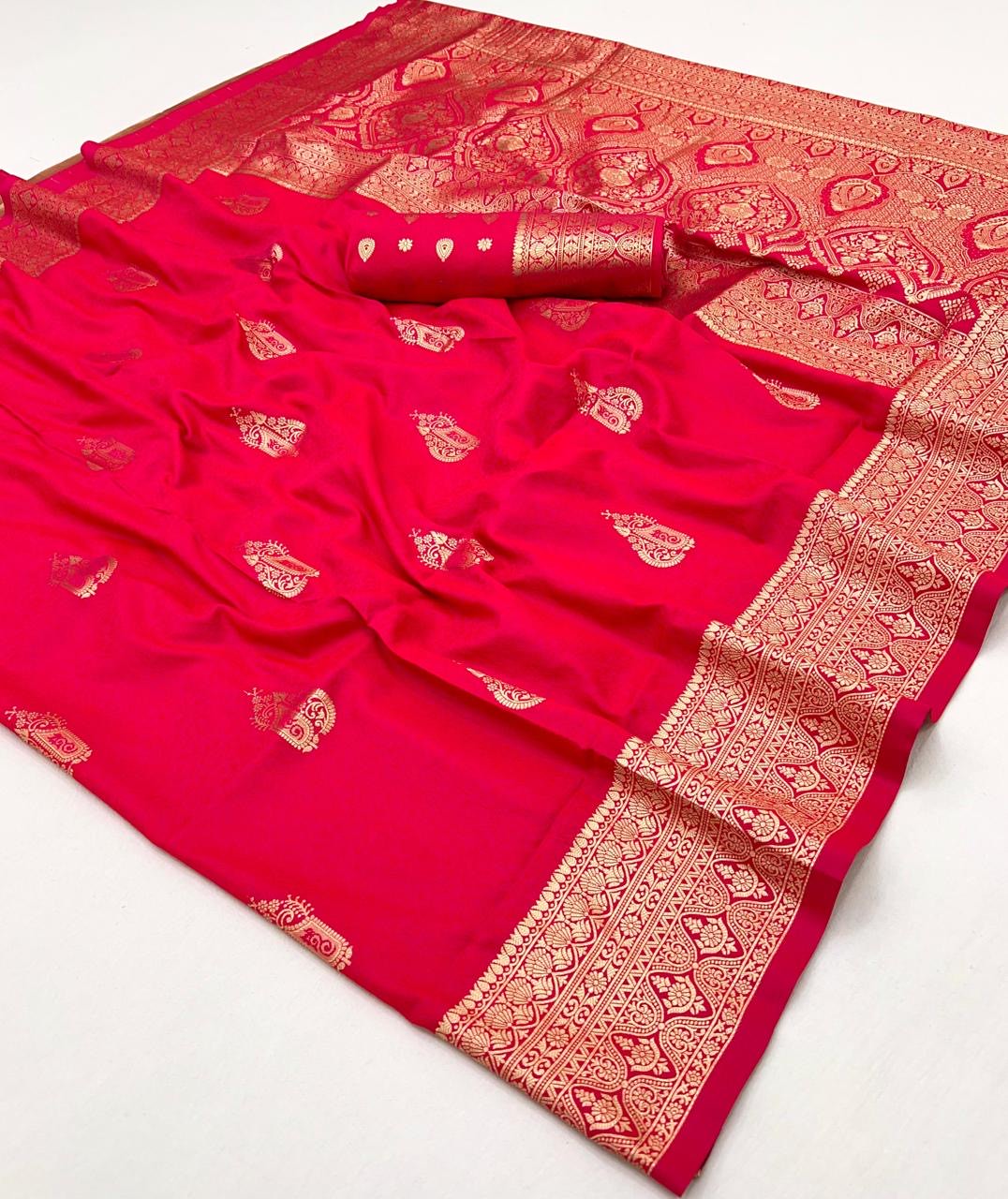 Jivika Red Two Tone Silk Saree