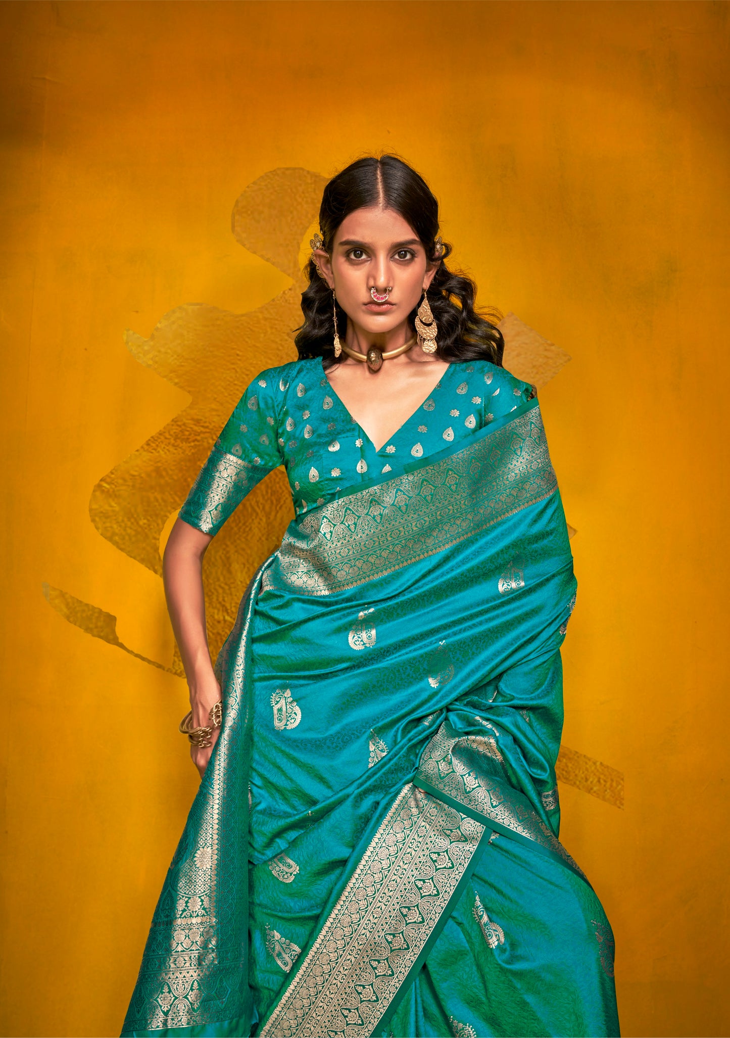 Jivika Blue Two Tone Silk Saree