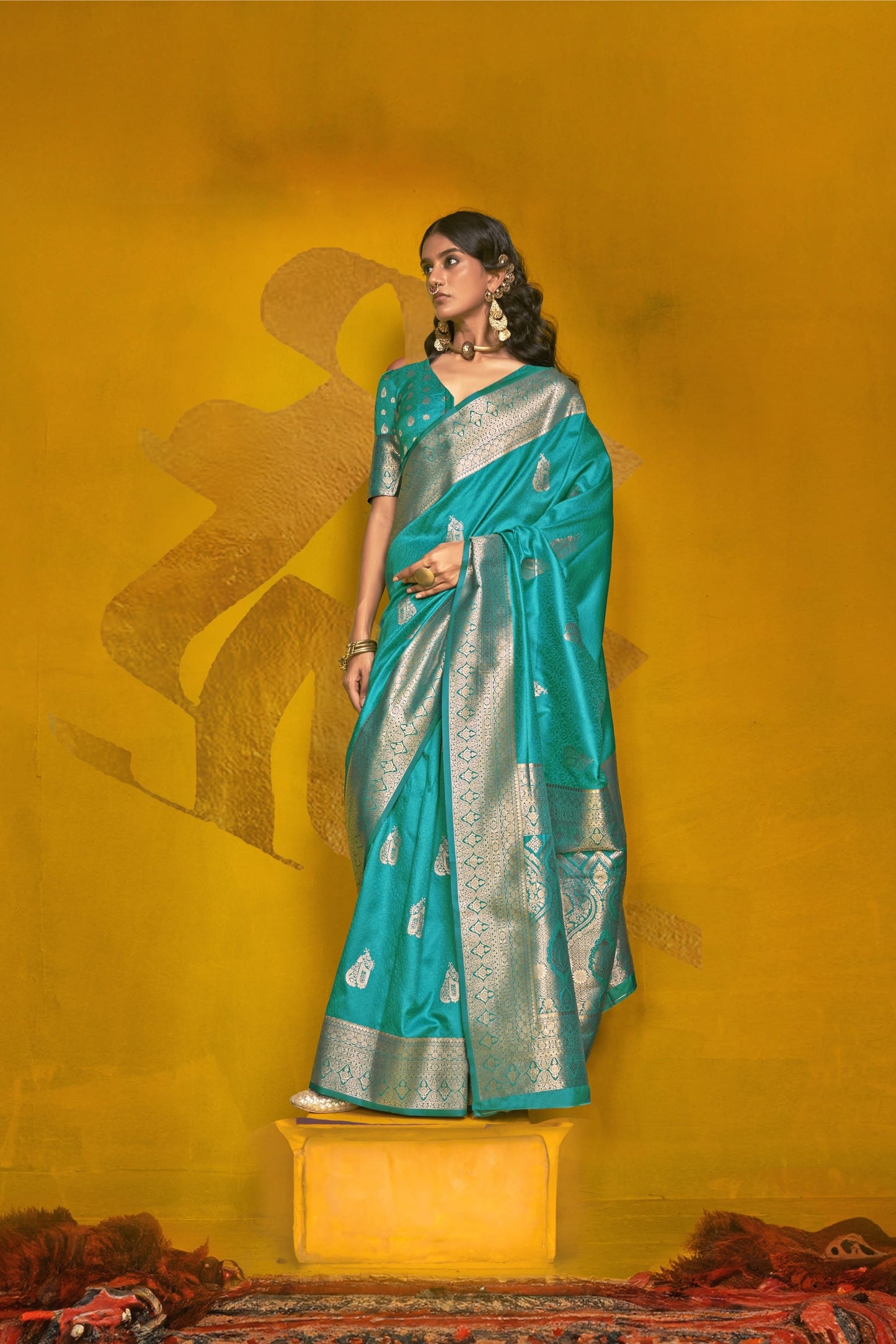 Jivika Blue Two Tone Silk Saree