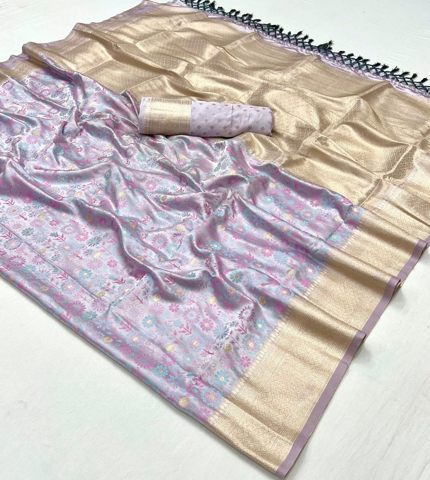Niharika Purple Satin Silk Saree - Style 1