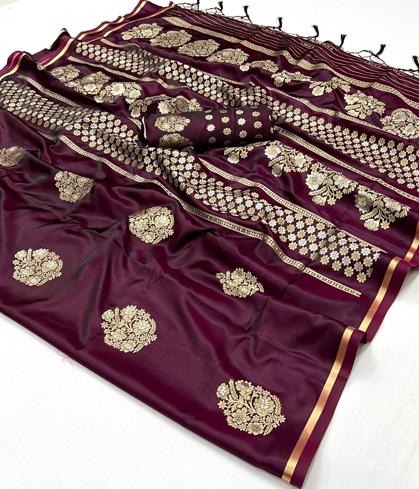 Aarohi Pure Satin Silk Saree - 6 Colours