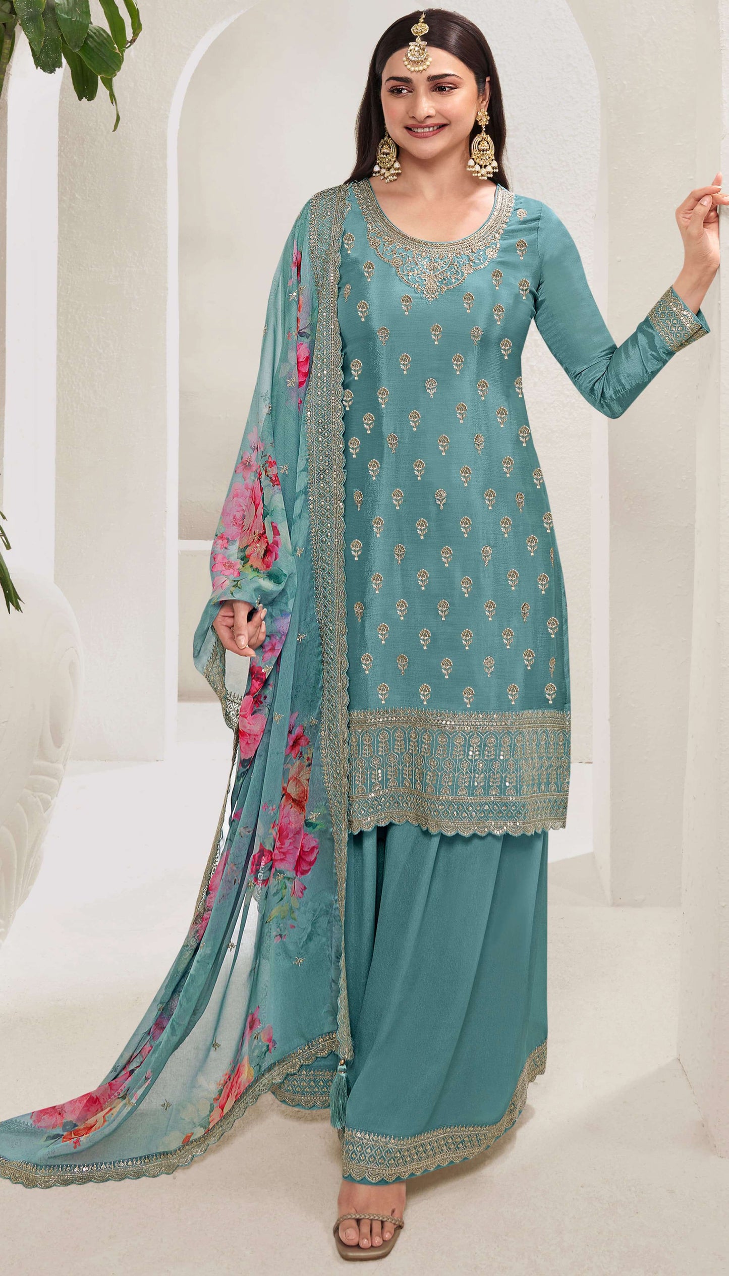 Saanvi Chinnon Silk Dress Material - 6 Colours