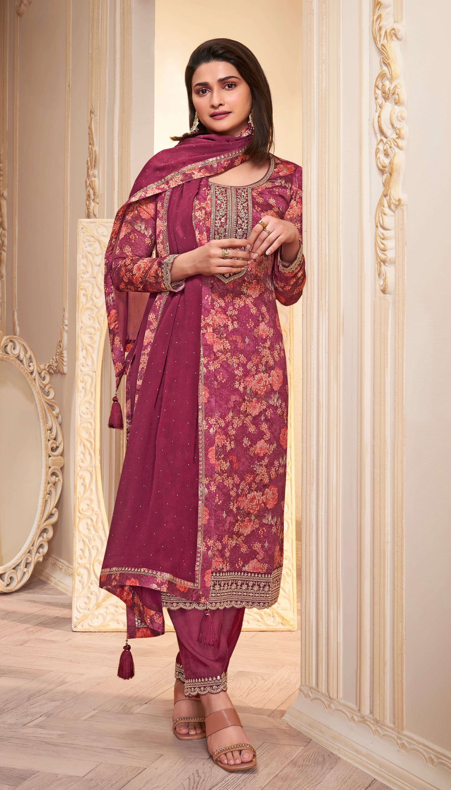 Keya Digital Printed Chinon Dress Material - 6 Colours