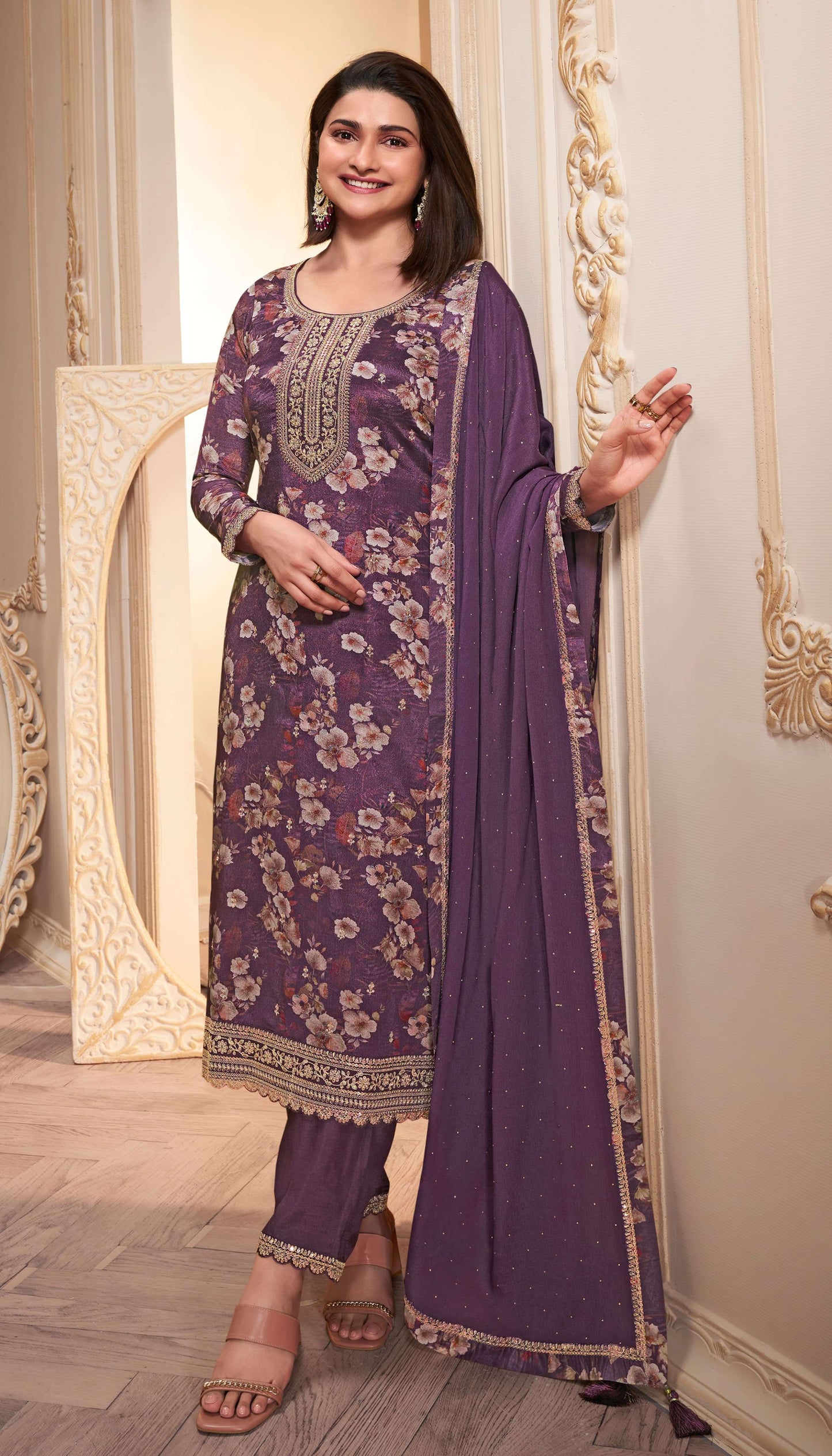 Keya Digital Printed Chinon Dress Material - 6 Colours