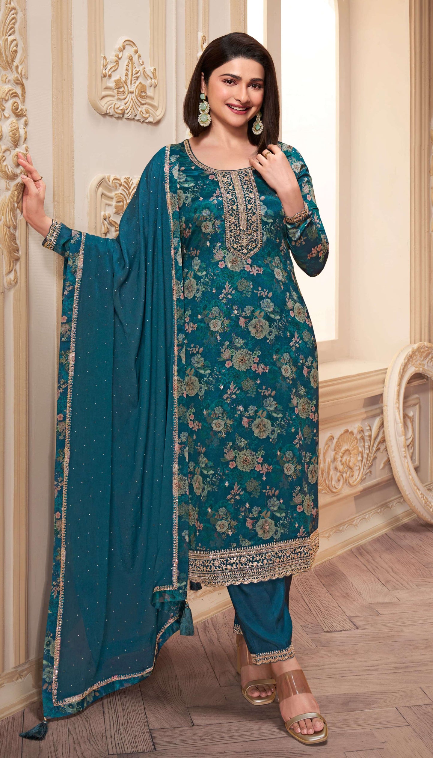 Keya Digital Printed Chinon Dress Material - 6 Colours
