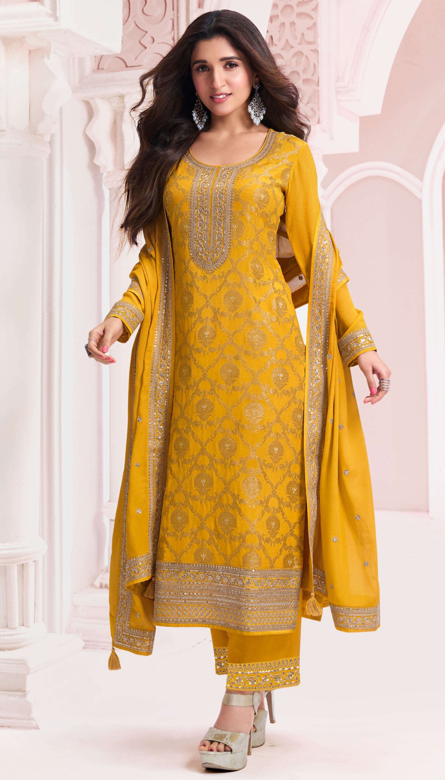 Prakriti Chinnon Dress Material - 6 Colours