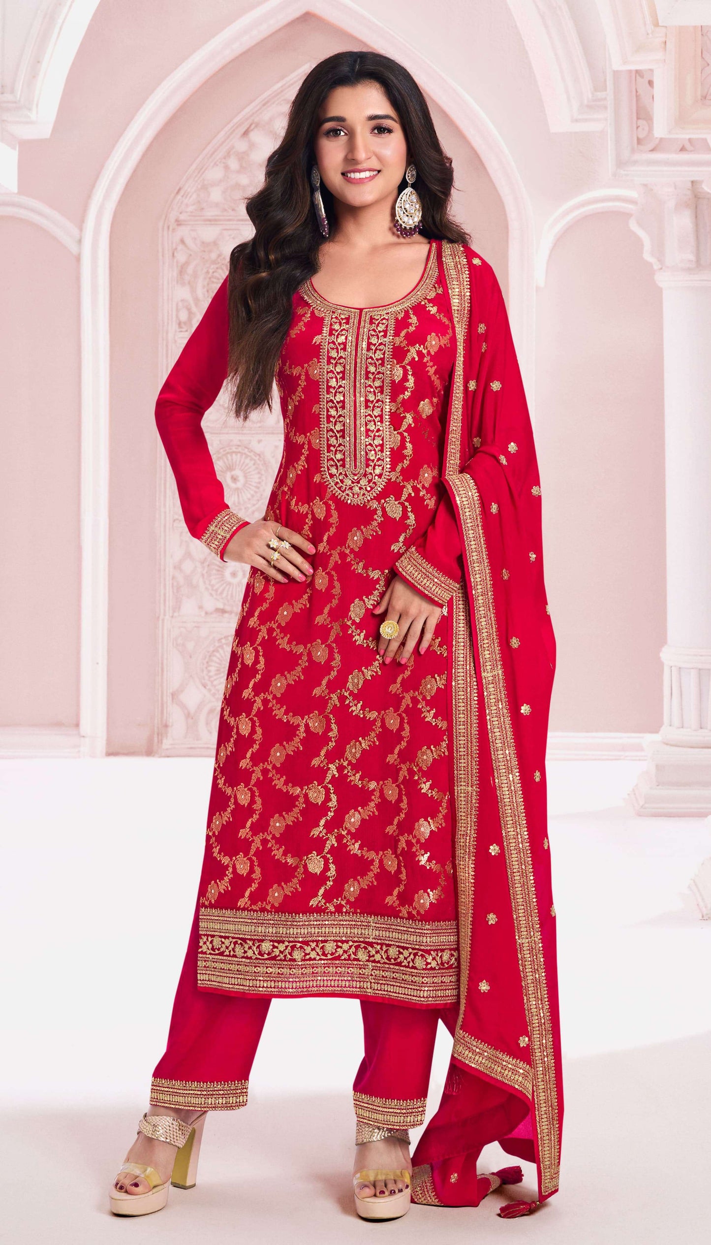 Prakriti Chinnon Dress Material - 6 Colours