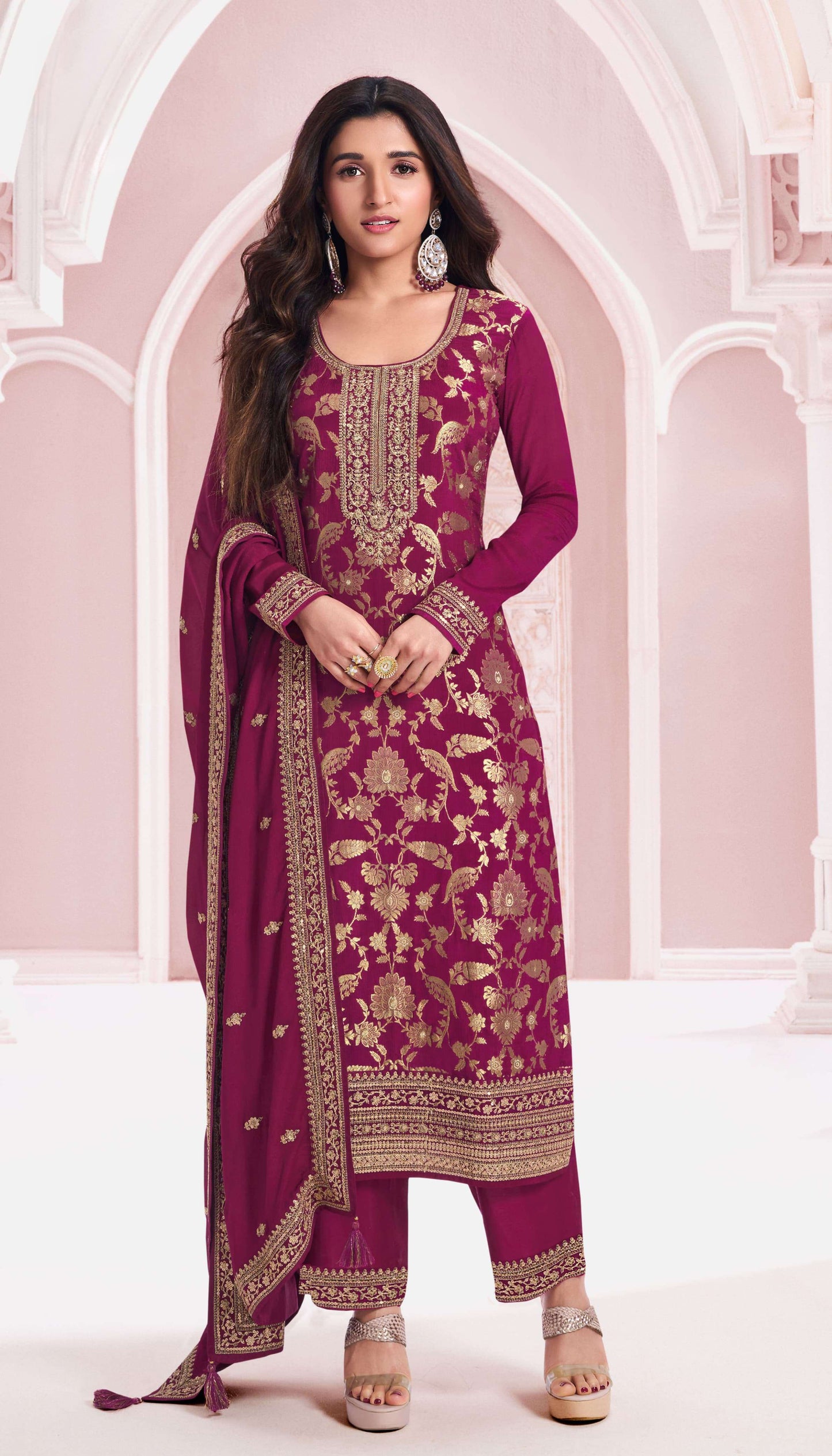 Prakriti Chinnon Dress Material - 6 Colours