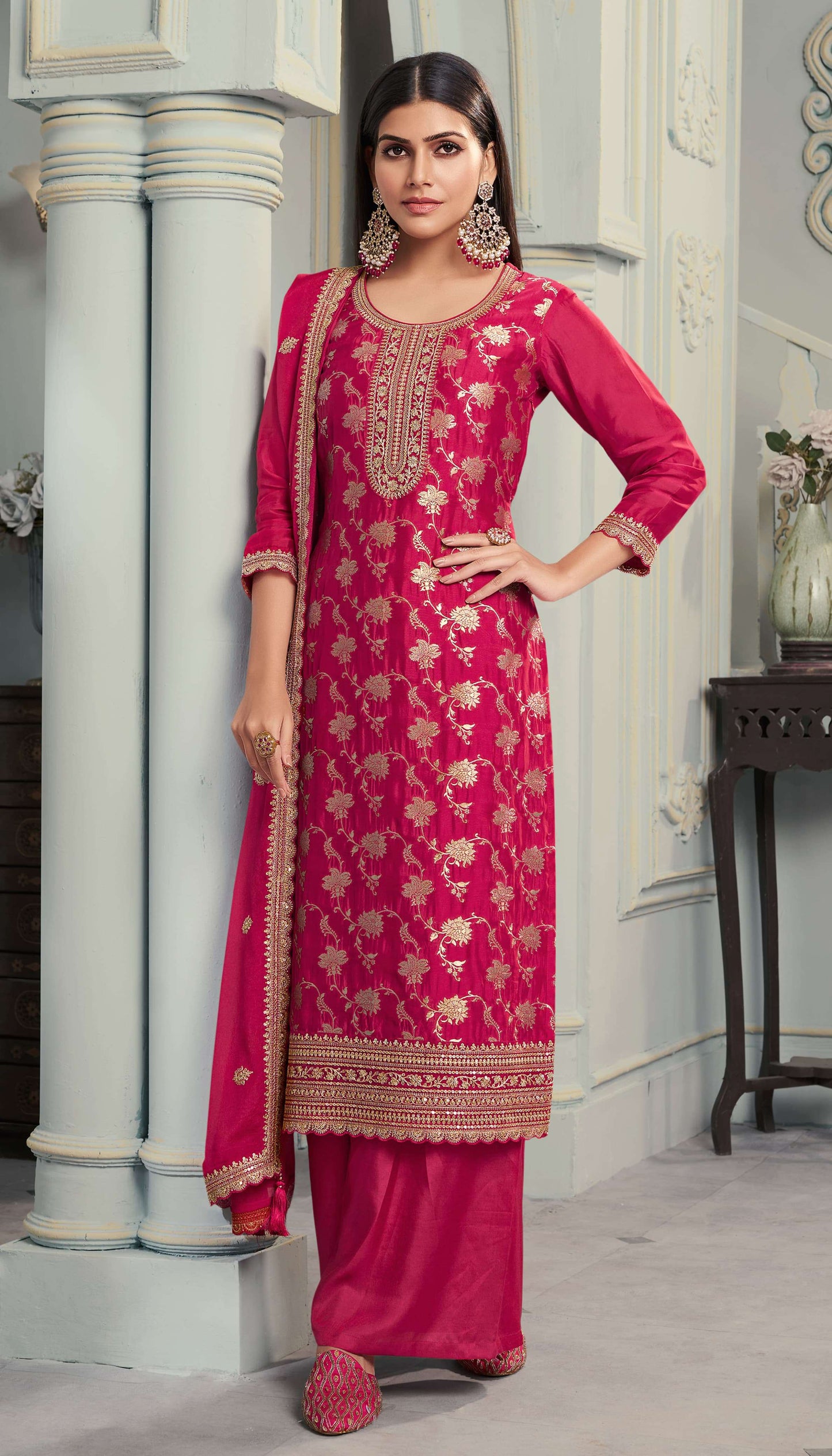Shristi Embroidered Silk Dress Material