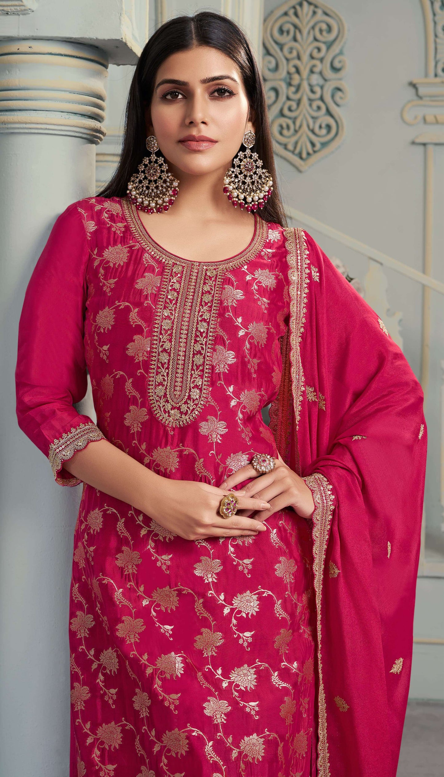 Shristi Embroidered Silk Dress Material