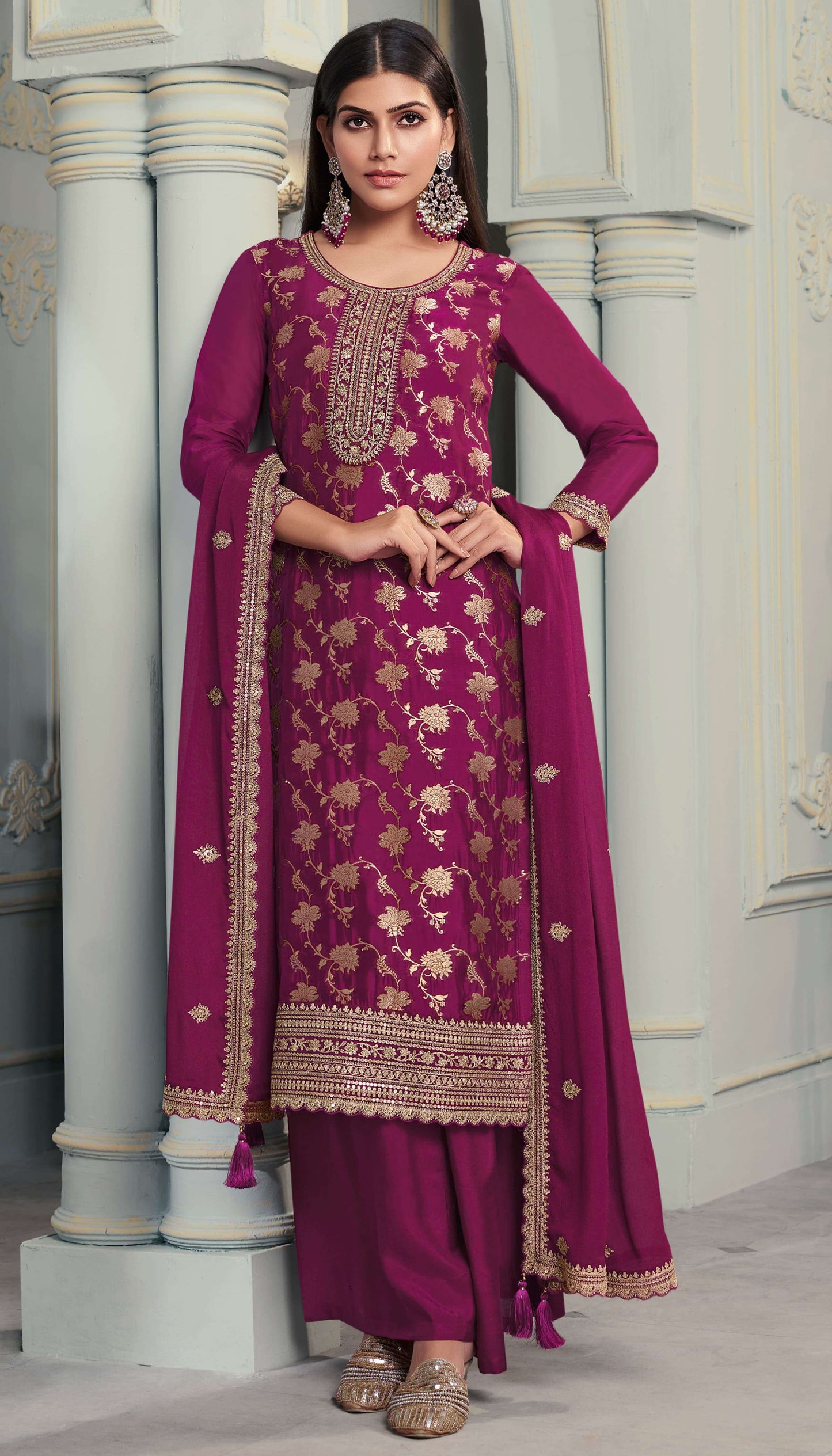 Shristi Embroidered Silk Dress Material