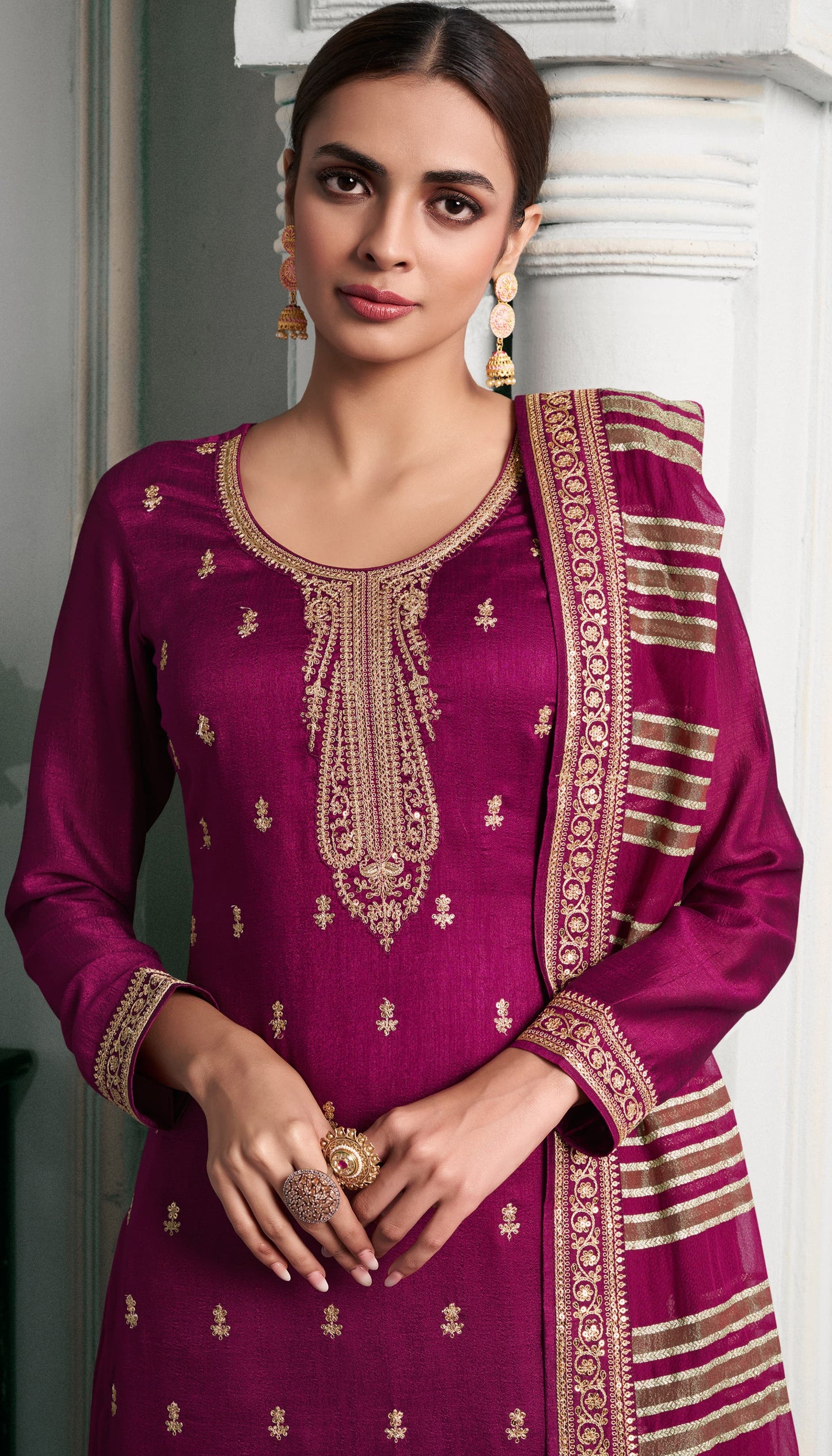 Varnika Pink Georgette Dress Material