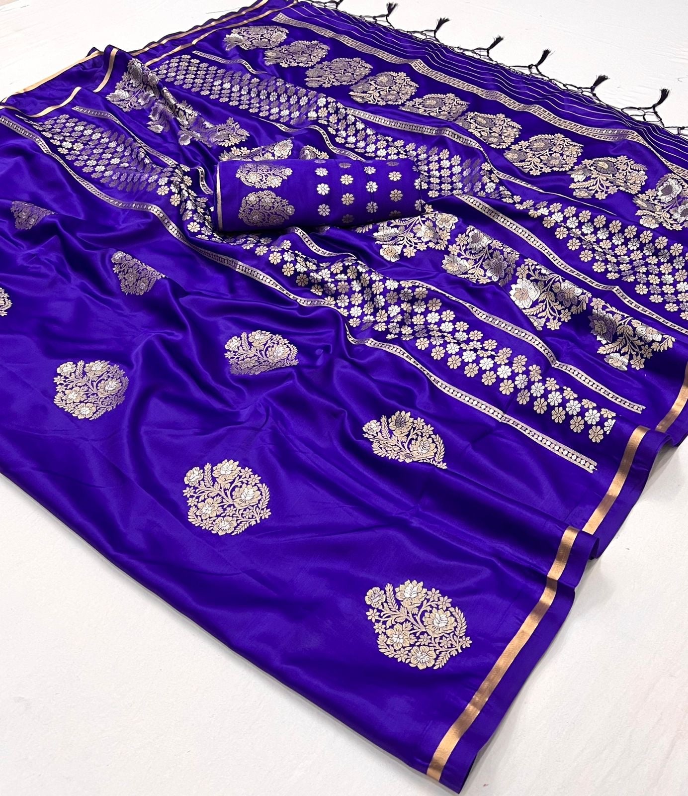 Aarohi Pure Satin Silk Saree - 6 Colours