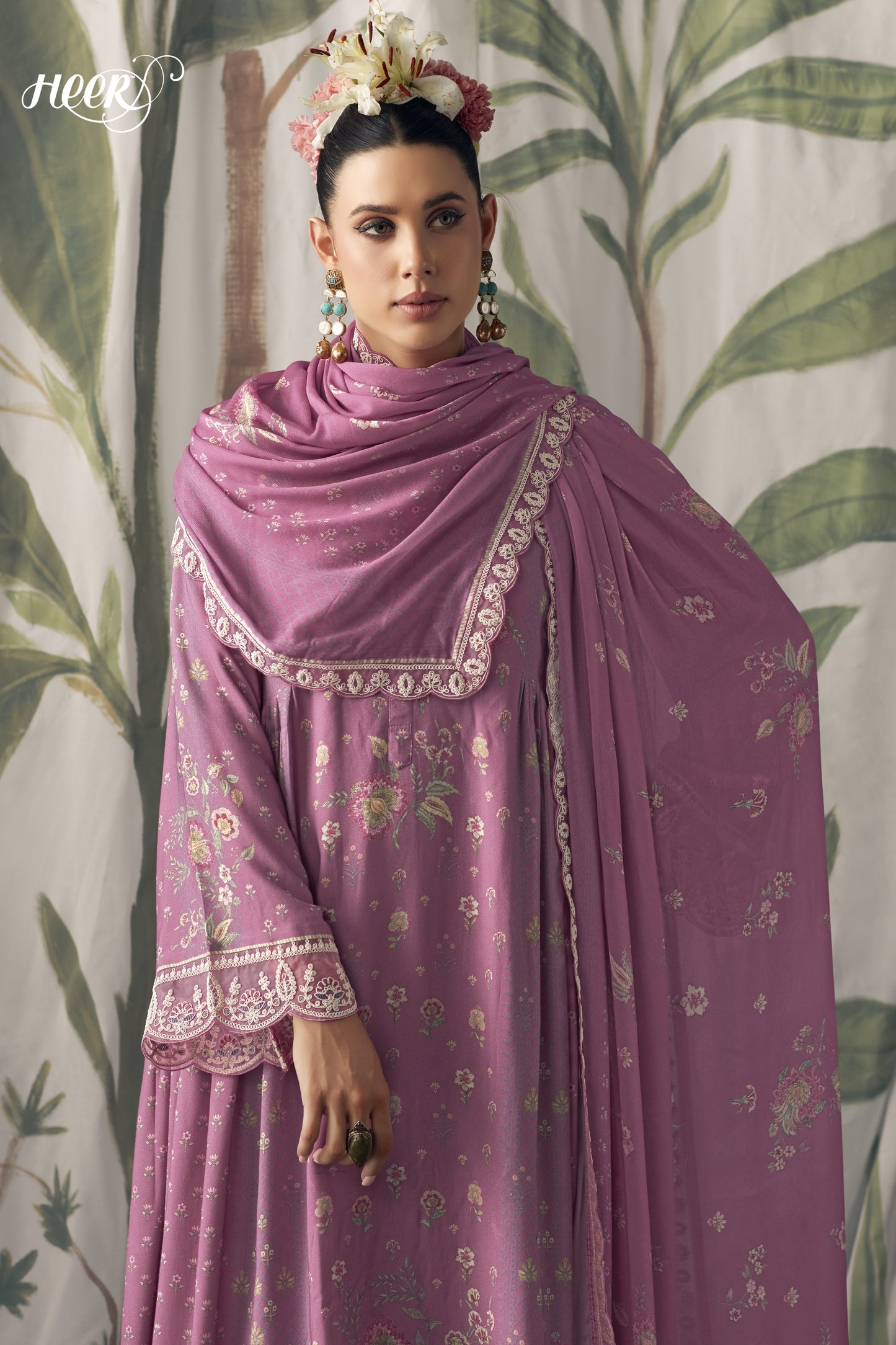 Aaradhya Pink Muslin Digital Print Dress Material