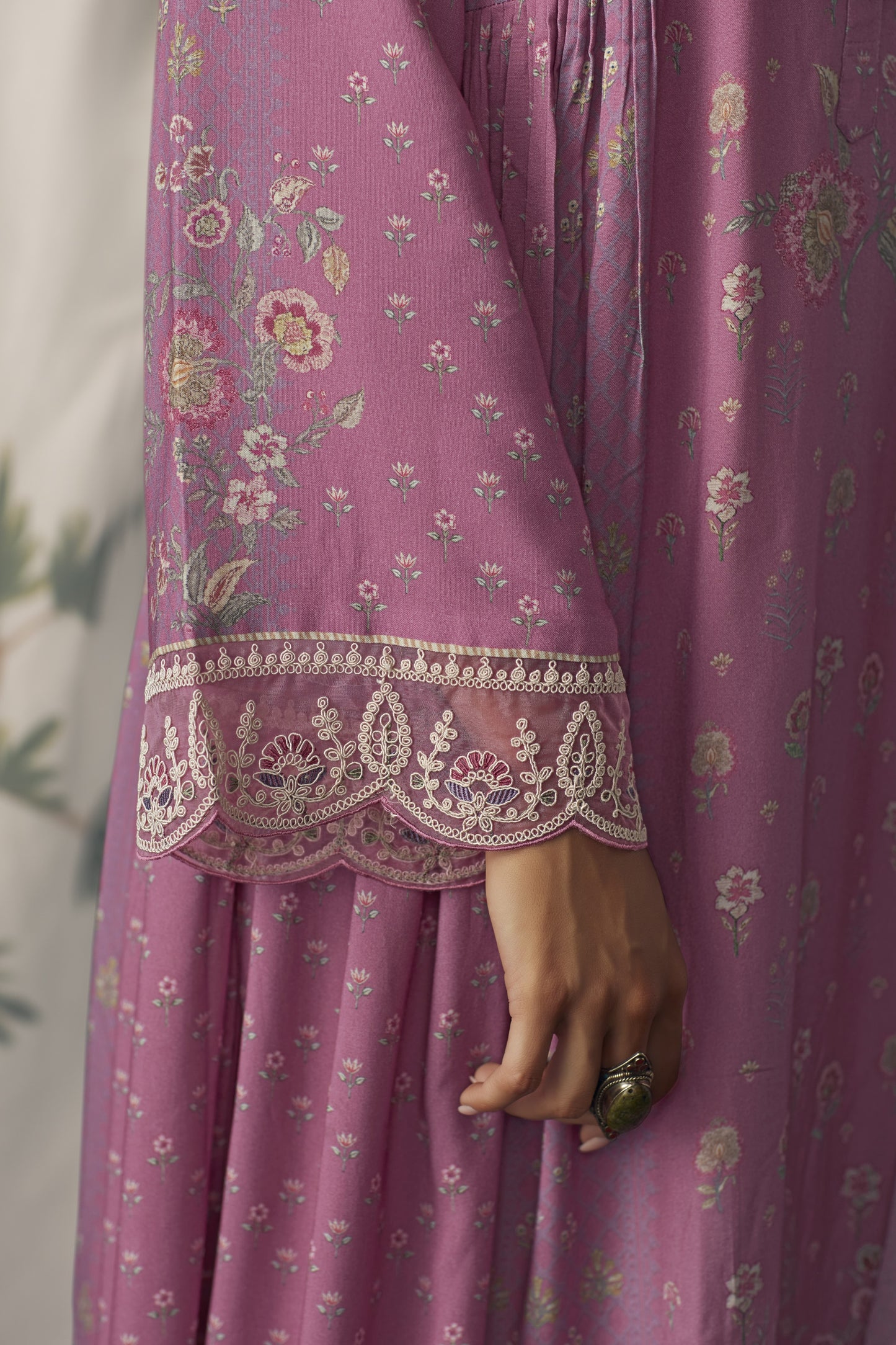 Aaradhya Pink Muslin Digital Print Dress Material