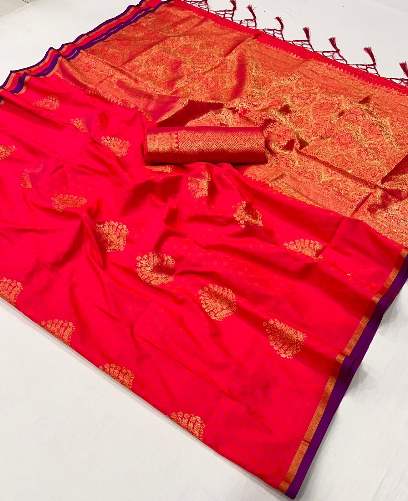 Ishani Orange Silk Saree