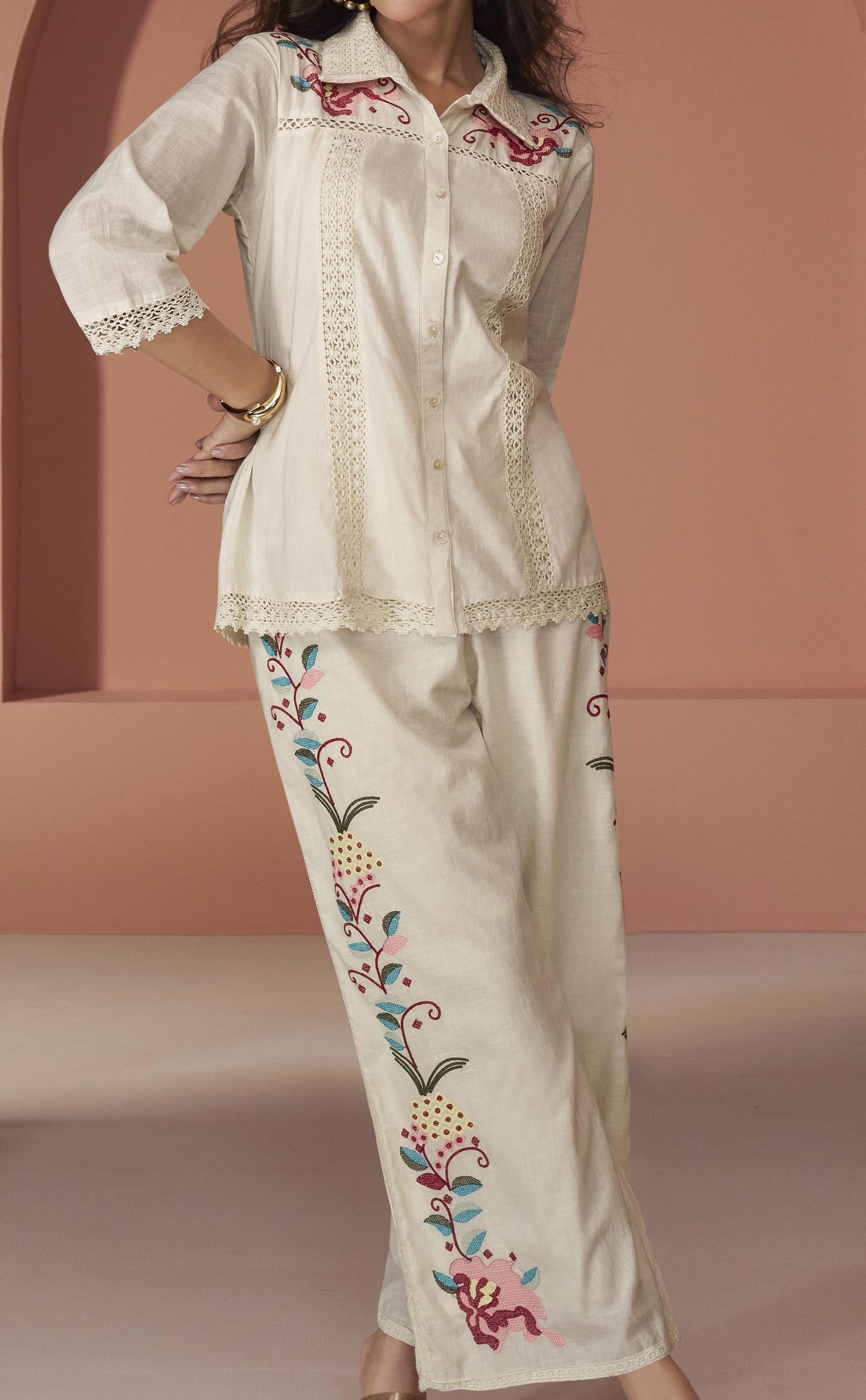 Divyanshi White Cord Set