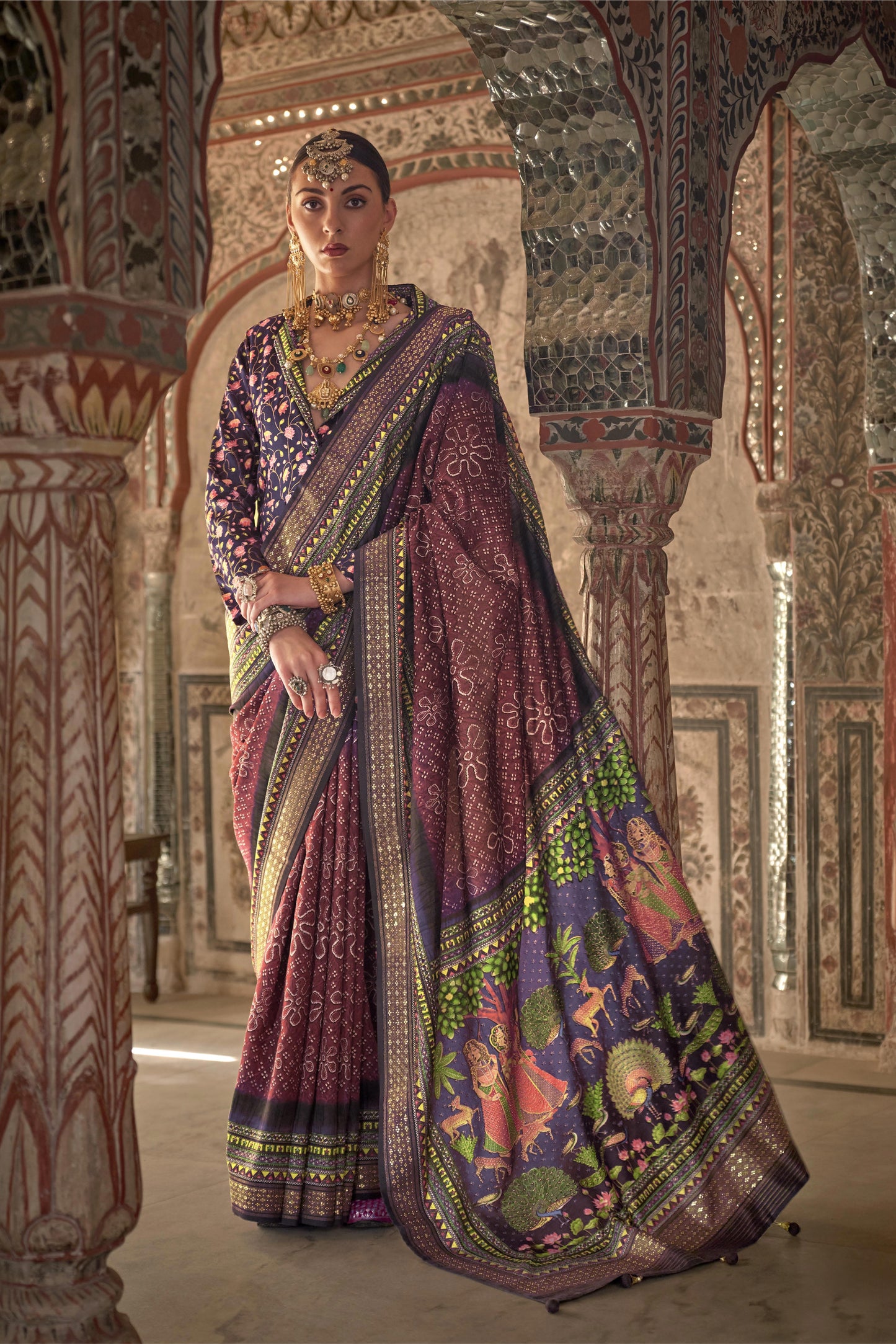 Devika Maroon Silk Saree