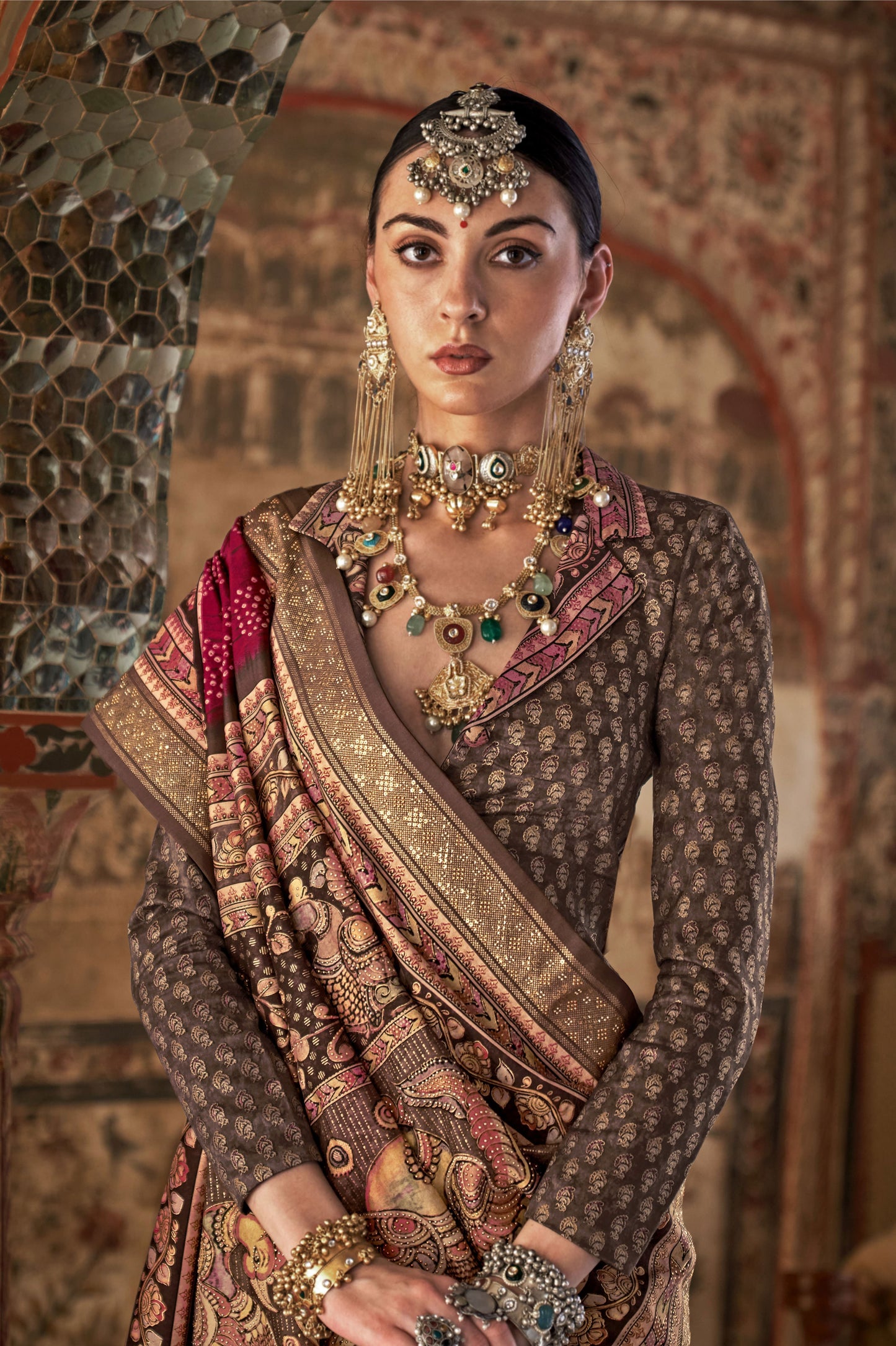 Devika Dark Red Silk Saree