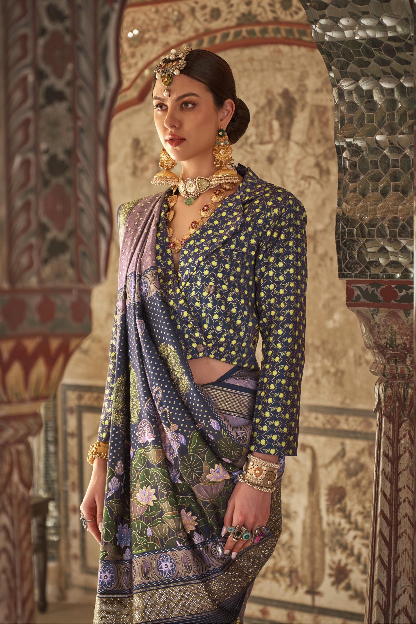 Devika Purplish Grey Silk Saree