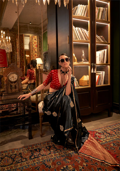 Revati Black Silk Saree