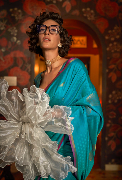 Ishani Light Blue Silk Saree