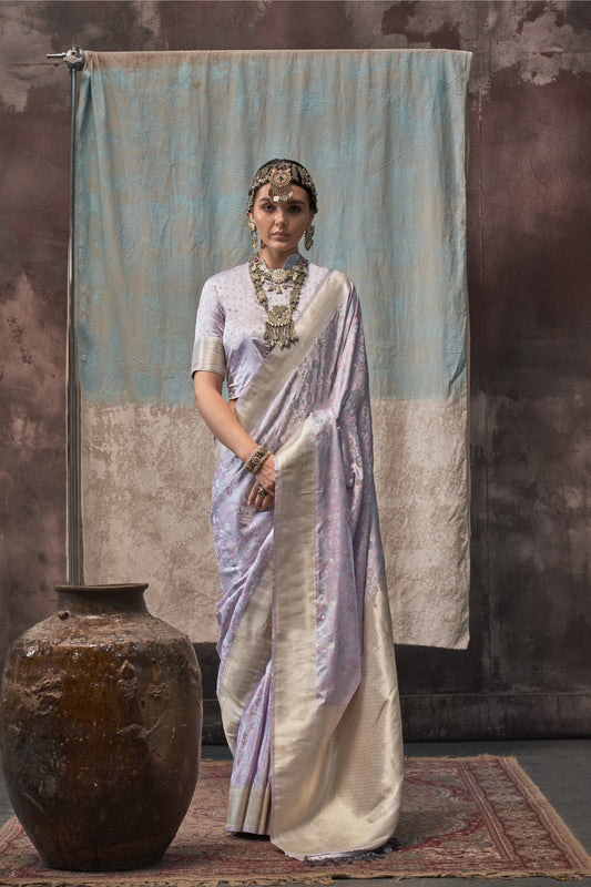 Niharika Purple Satin Silk Saree - Style 1