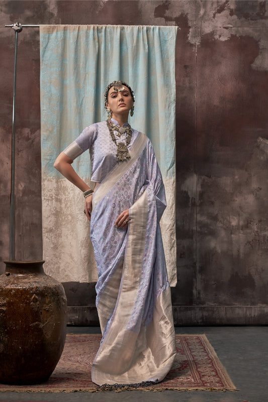 Niharika Blue Satin Silk Saree