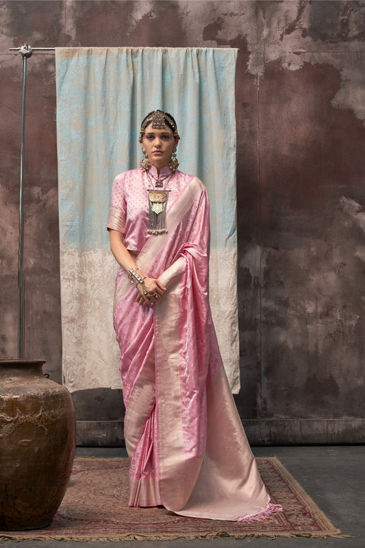Niharika Pink Satin Silk Saree - Style 3