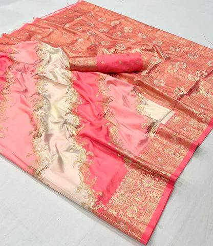 Sharini Peach Pink Silk Saree