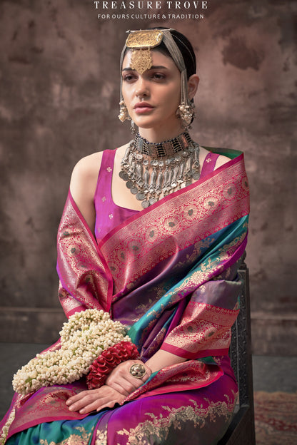 Sarini Multi Colour Silk Saree - Style 2