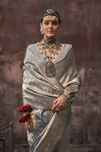Sharini Grey Silk Saree