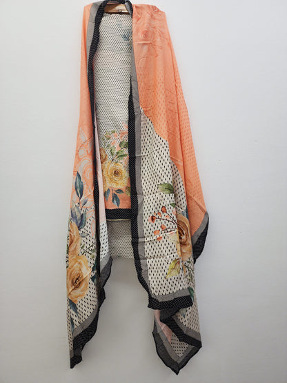 Cream Printed Modal with Embroidery