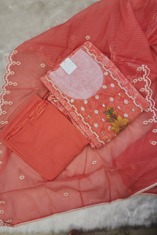 Peach Linen Cotton Suit