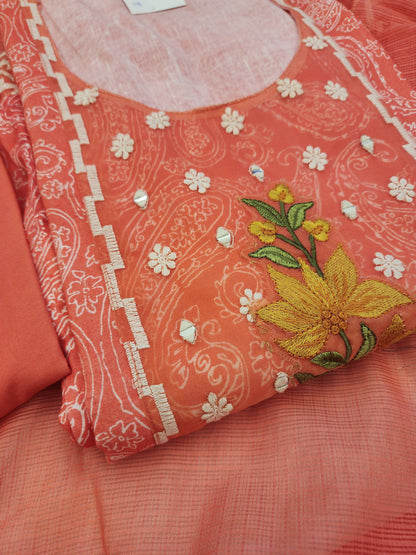 Peach Linen Cotton Suit