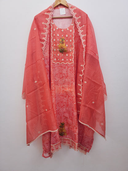 Peach Linen Cotton Suit