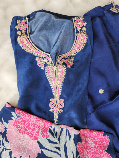 Blue Pure Crepe Suit