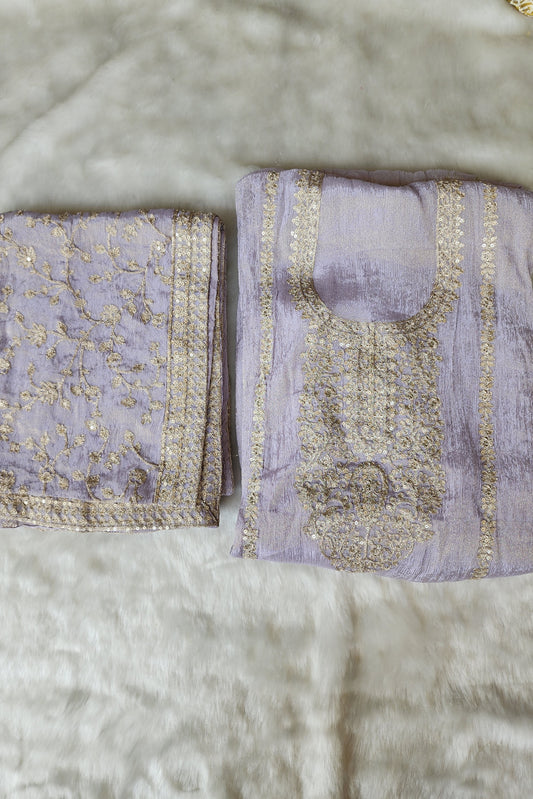 Purple Crush Tissue Suit Fully Embroidered