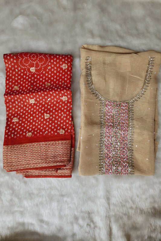 Beige Shimmer Tissue Suit