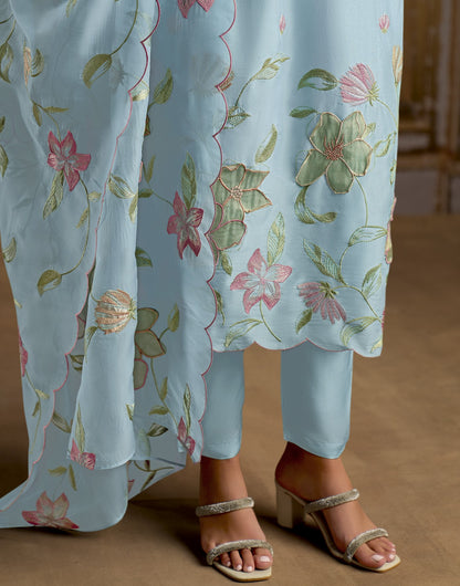 Rashmi Pure Bamber Silk Blue Dress Material