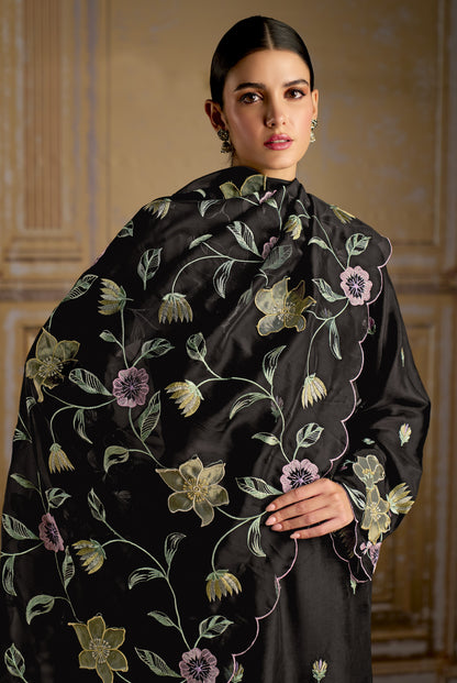 Rashmi Pure Bamber Silk Black Dress Material