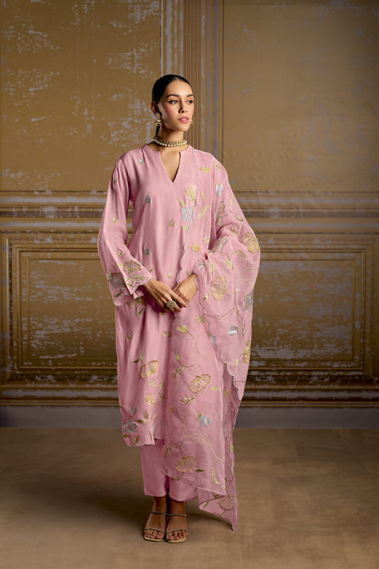 Rashmi Pure Bamber Silk Pink Dress Material