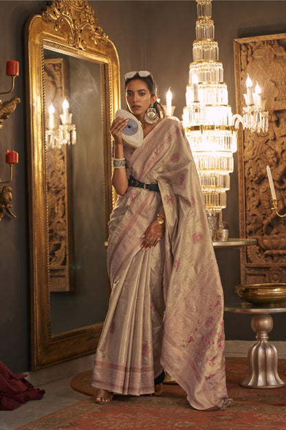 Ruhika Beige Silk Saree
