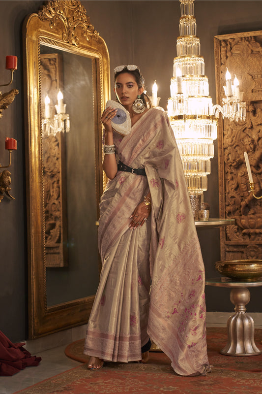 Ruhika Beige Silk Saree