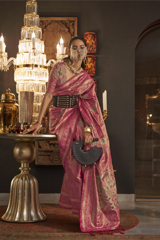 Ruhika Pink Silk Saree