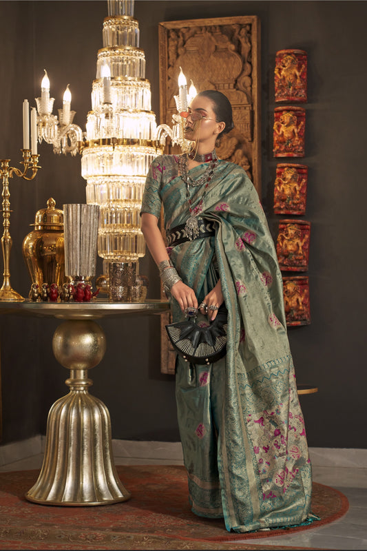 Ruhika Blue Silk Saree