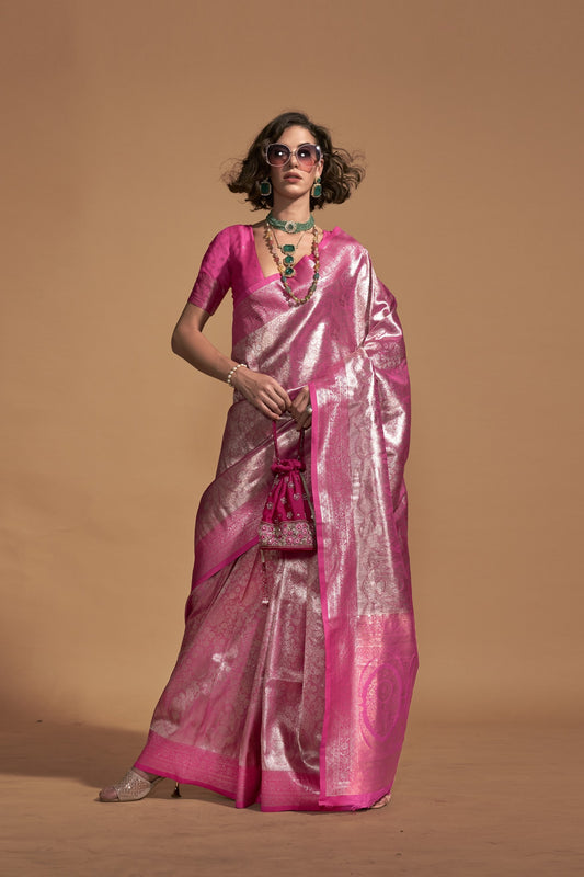 Vanya Pink Kanjivaram Silk Saree