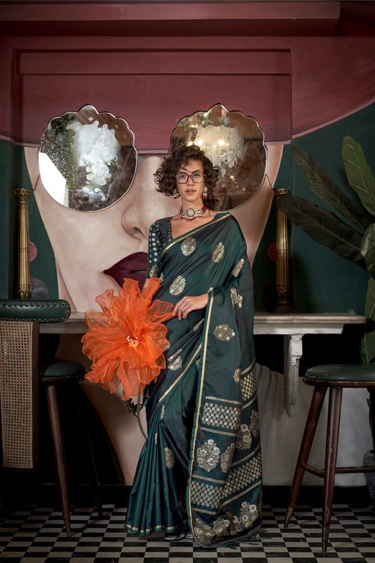 Aarohi Pure Satin Silk Saree - 6 Colours